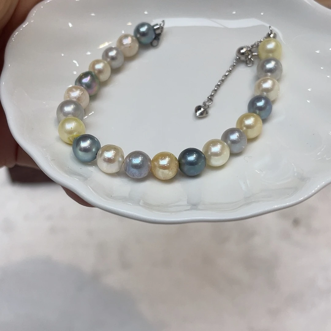 银S925镶嵌手绳海水珍珠
