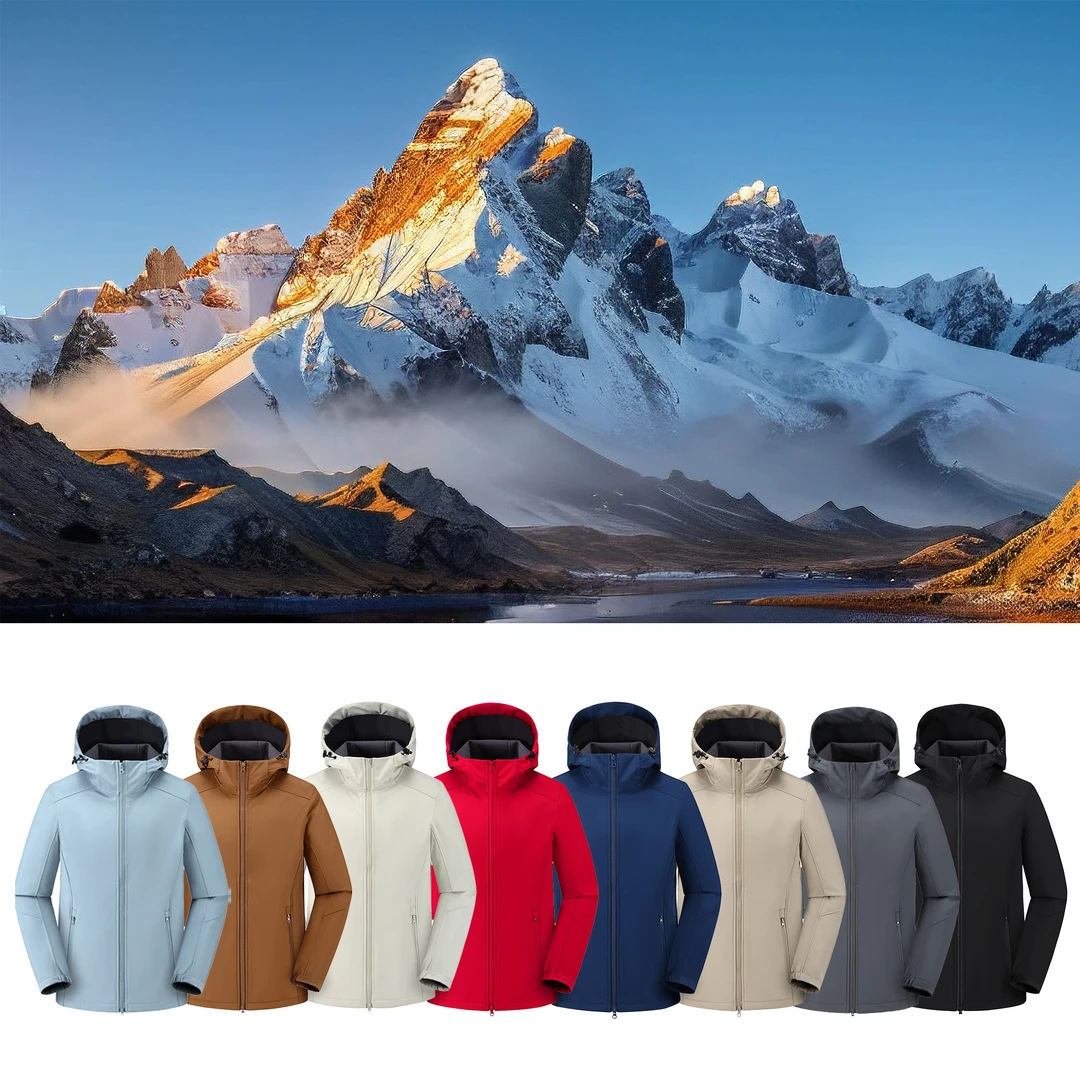 【HKK】猎旅加绒情侣冲锋衣户外运动软壳三防连帽登山服616