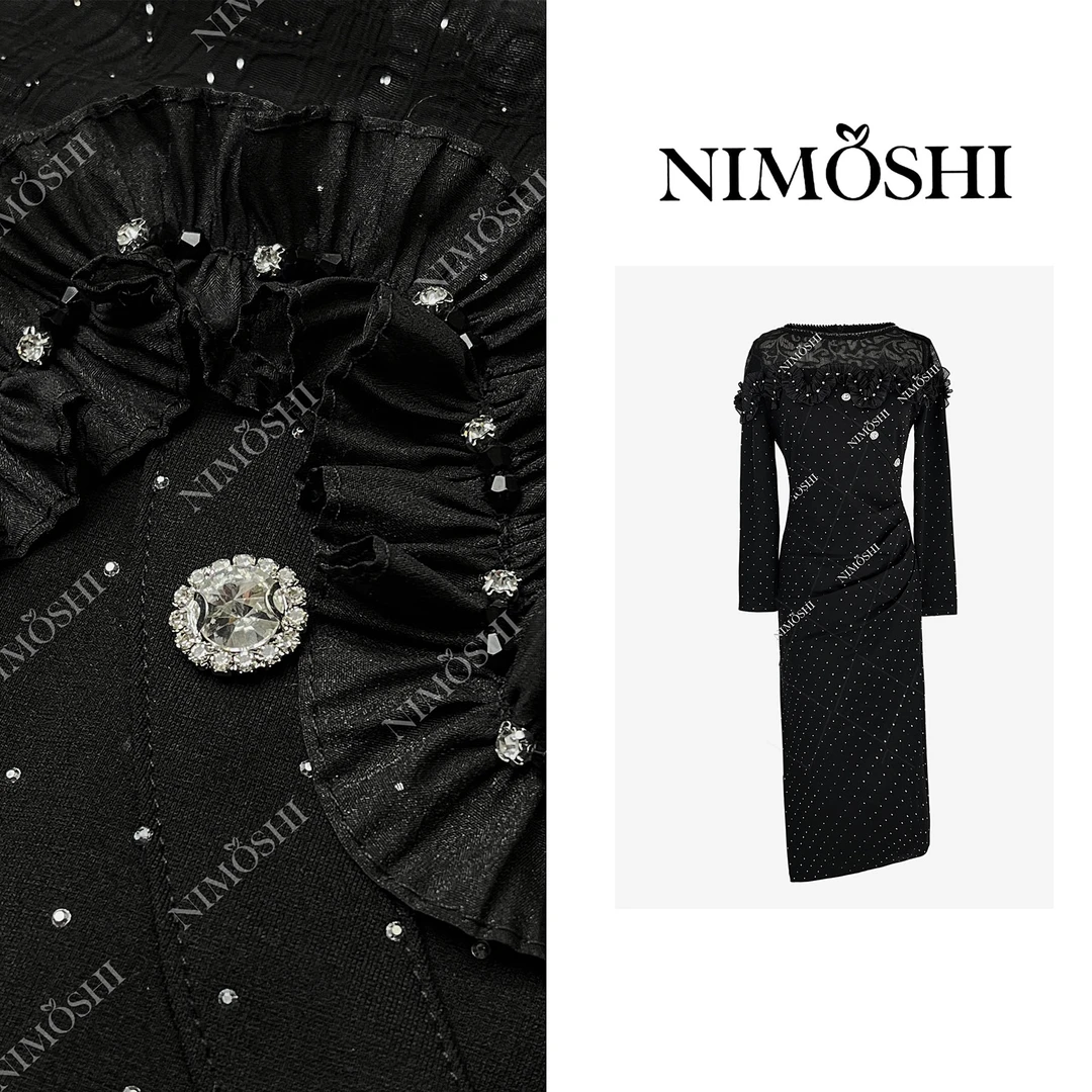 NIMOSHI【倩倩】法式高级高奢重不规则设计减龄气质显瘦连衣裙Q2283