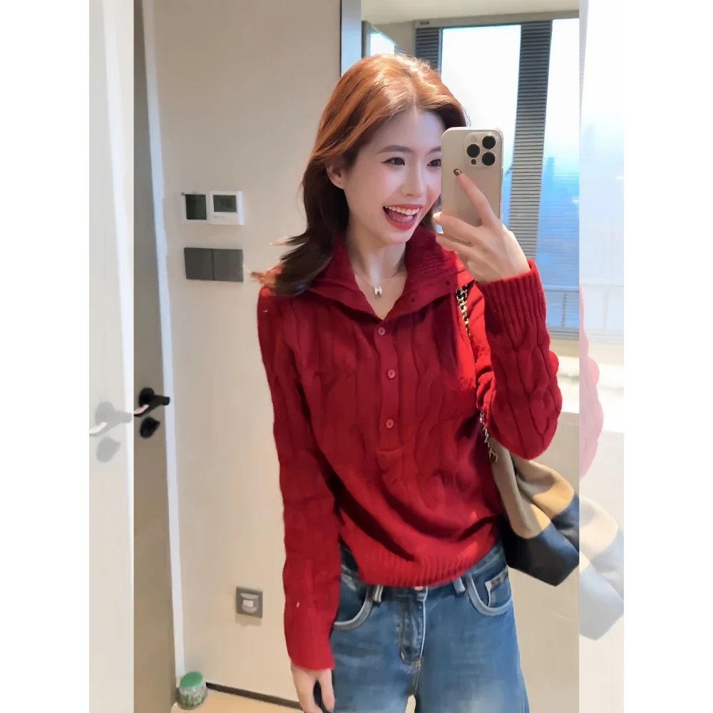 韩系复古高领加厚麻花针织衫秋冬季大码女装气质修身显瘦百搭毛衣