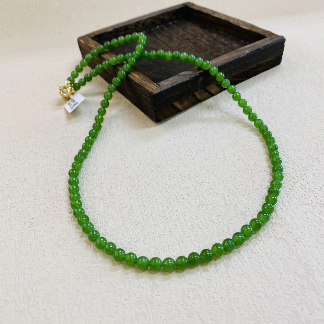 【V姐珠宝】HL41510 和田玉碧玉妈妈链 6mm