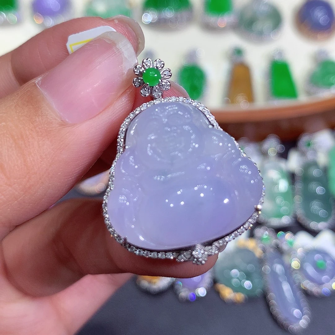 翡翠吊坠(不含链)18K金镶嵌