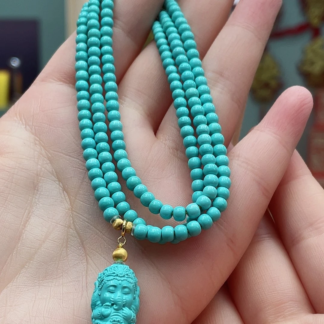 绿松石颈饰18K金镶嵌