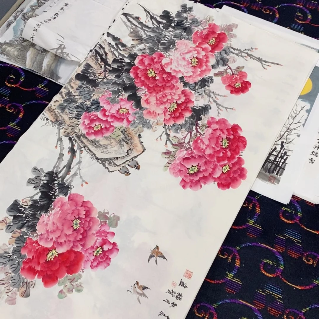 国画道**光国画花鸟六尺罗福贤  打包10张 琪