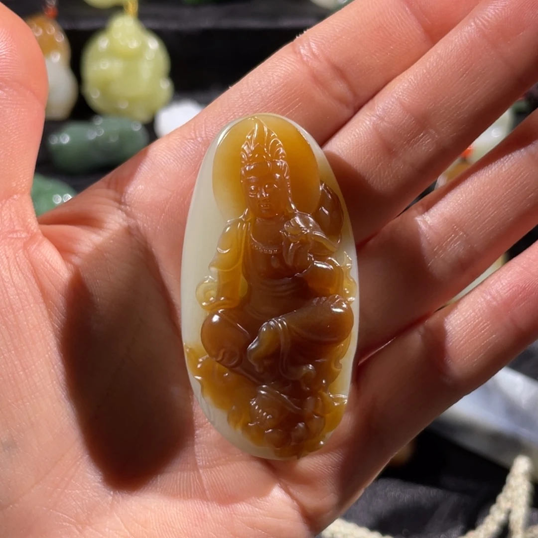 和田玉未镶嵌挂件哇*咔