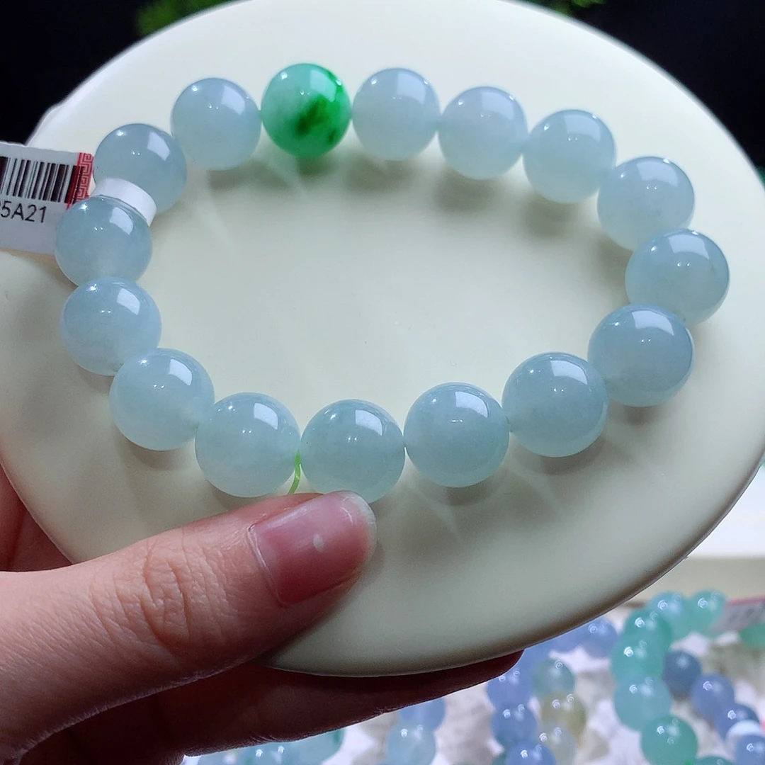 翡翠未镶嵌手串卡12.5