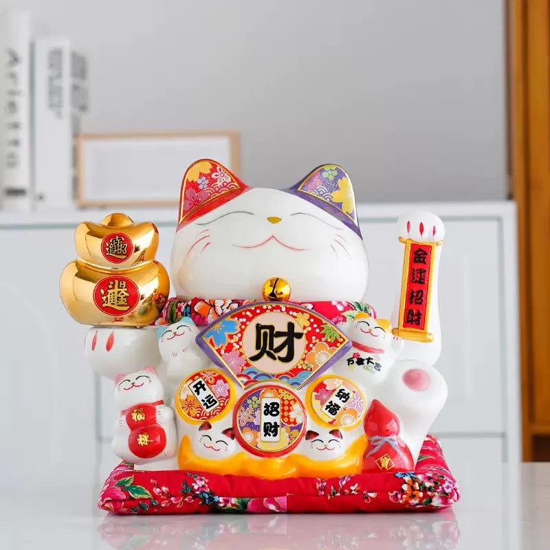 新款电动摇手招财猫摆件开运居家店铺乔迁开业送礼陶瓷发财猫礼品