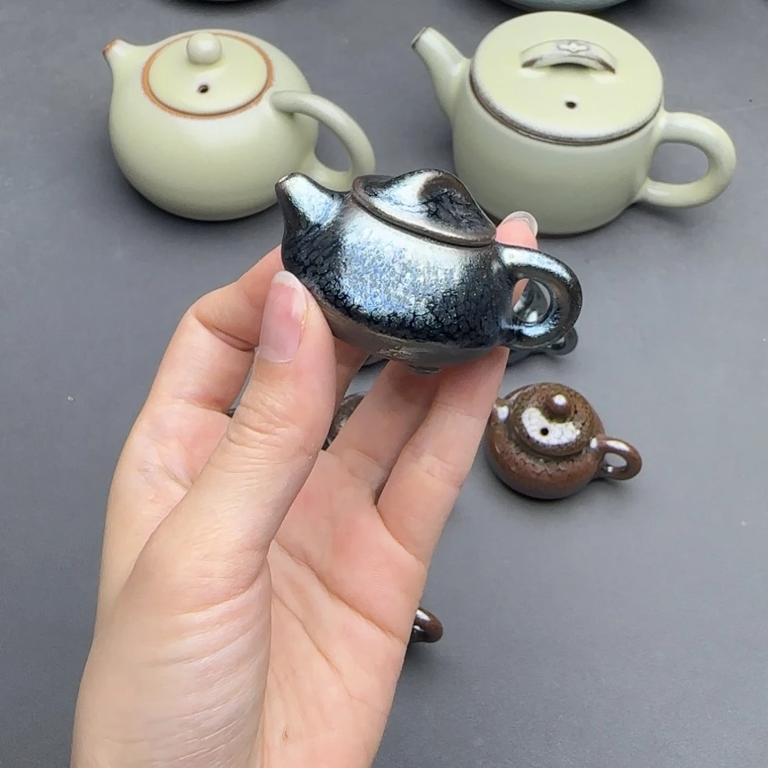 茶盏建阳建盏蓝小石瓢把把壶