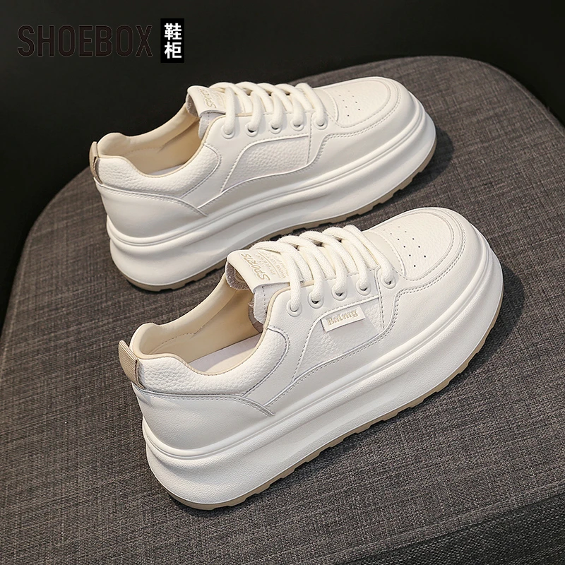 SHOEBOX鞋柜厚底增高防滑小白鞋女2025新款运动鞋百搭时尚休闲鞋