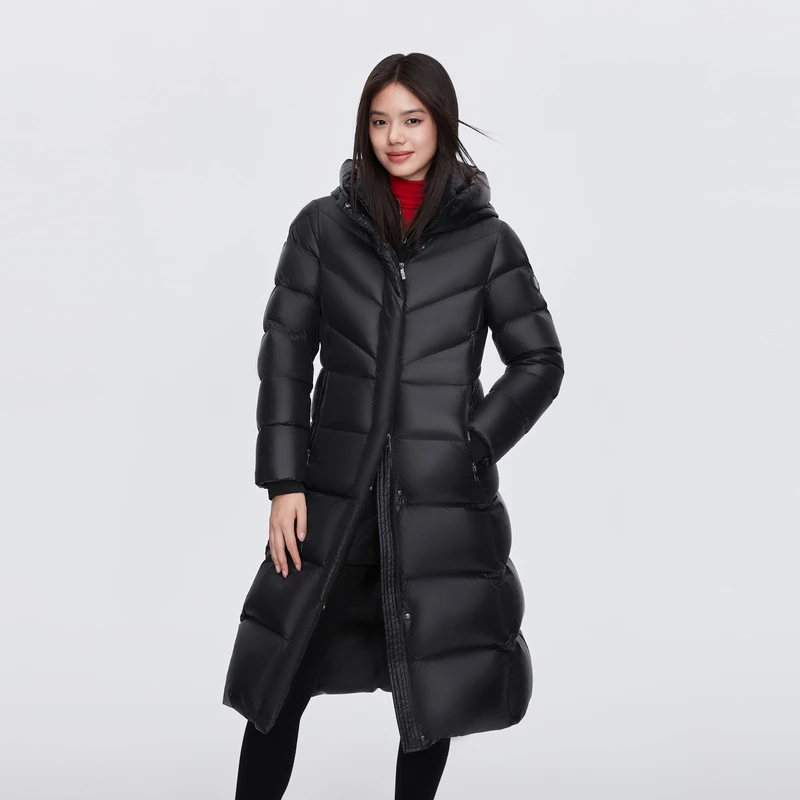 波司登【90鹅绒】冬季新款女收腰长款泡芙运动保暖加厚时尚羽绒服