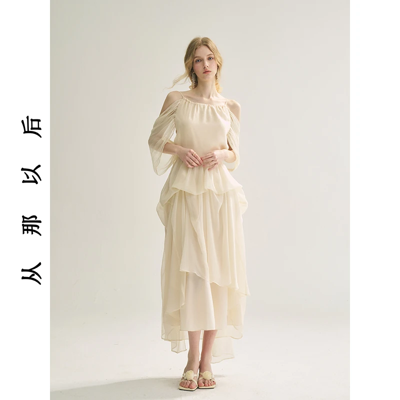 SINCE THEN斯米兰仙境法式高级感长款吊带连衣裙度假风仙女长裙夏