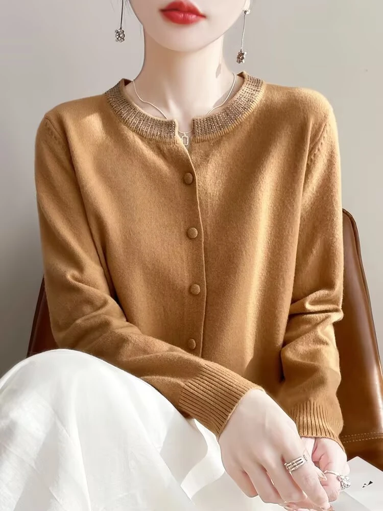 68支精纺羊毛~2璀璨星河25年秋款针织开衫外套宽松气质百搭上衣