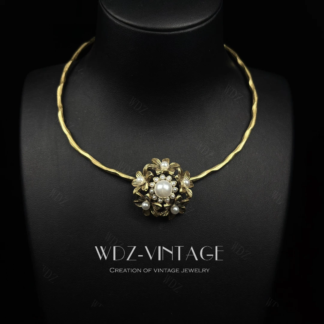 铜合金项链 花仙子-中古vintage复古首饰项圈项链气质轻奢优雅