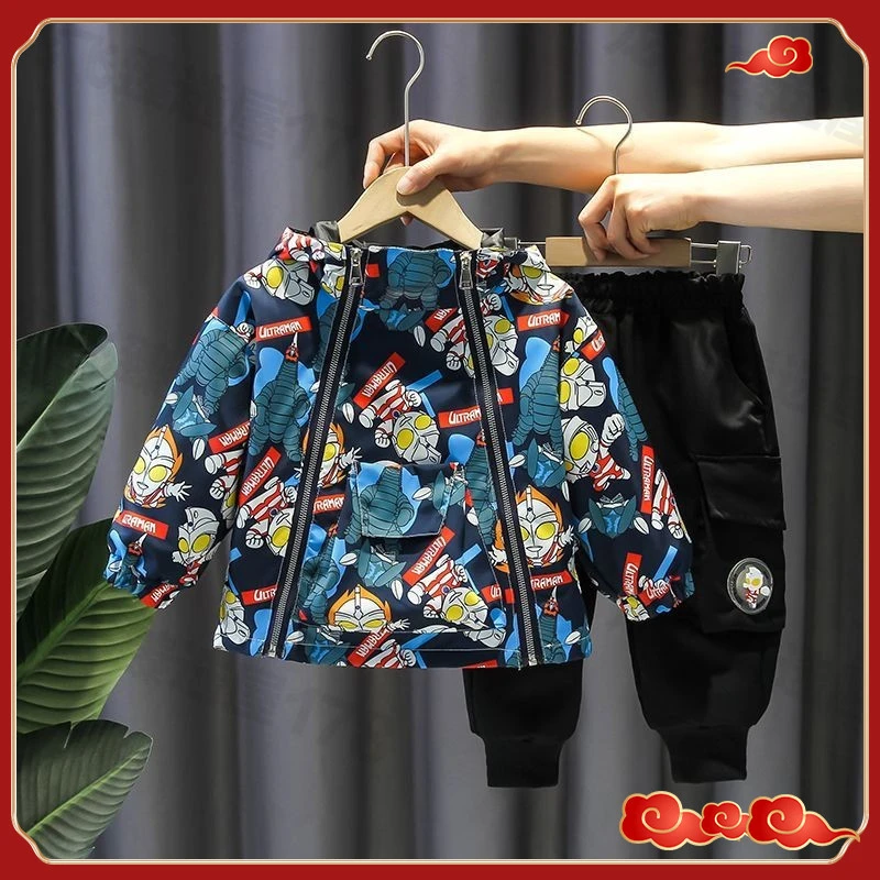 2025新款炸街潮装网红男宝宝春季奥特曼男童衣服儿童秋装套装