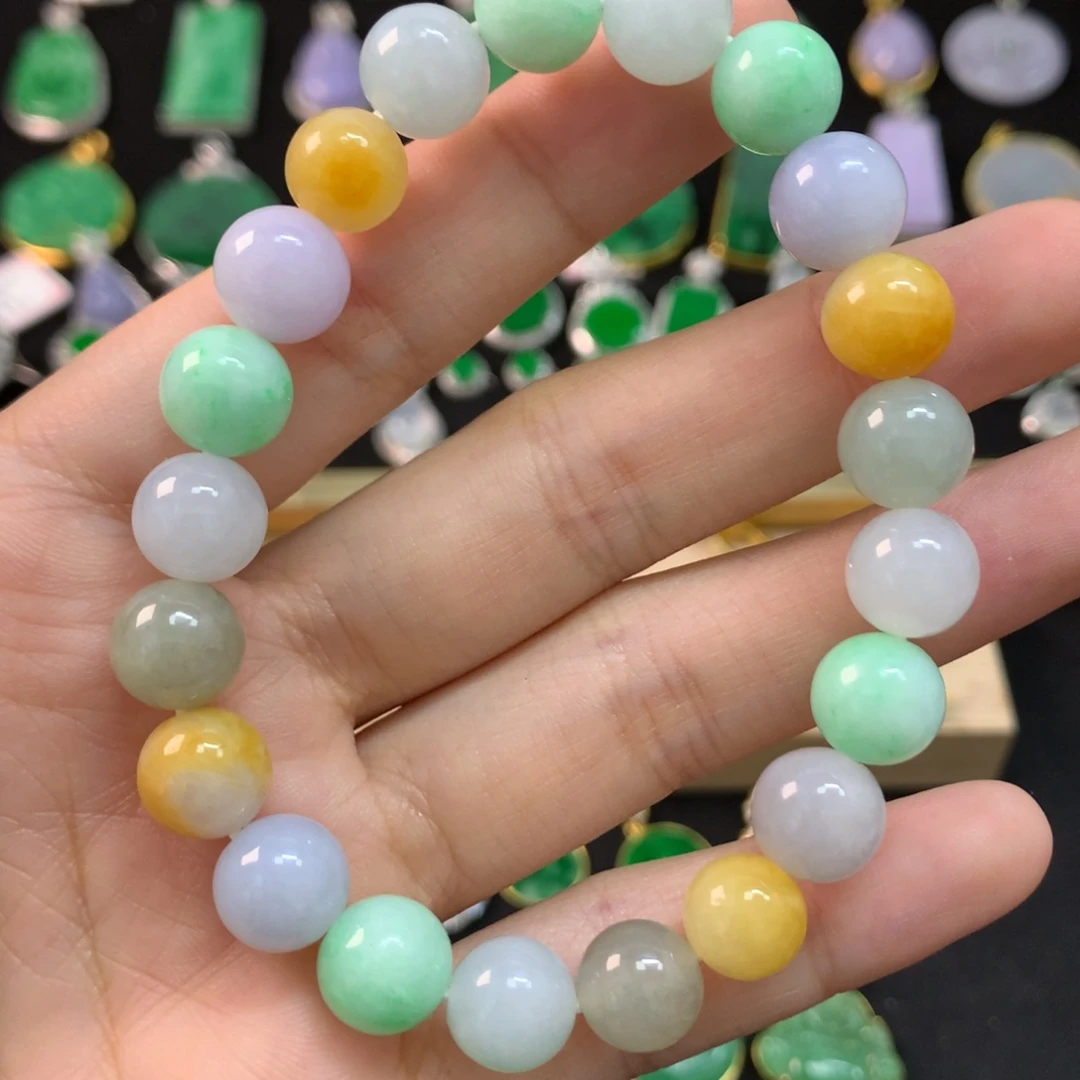 翡翠未镶嵌手串有纹