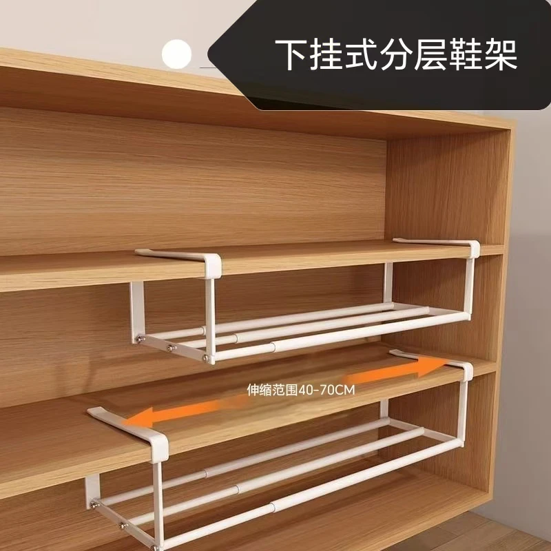 可伸缩收纳鞋架家用鞋柜分层创意悬挂式拖鞋置物架鞋子整理神器