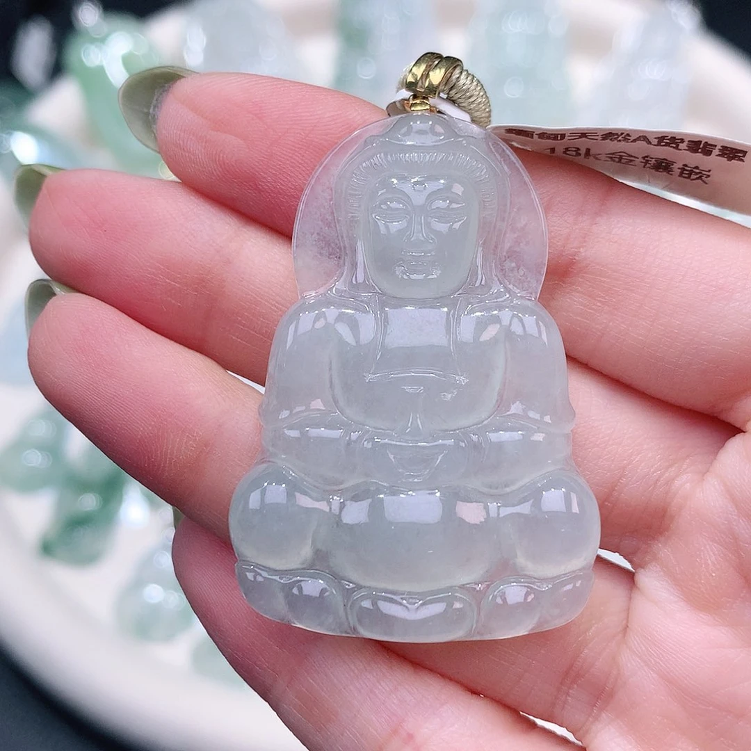 颈饰18K金镶嵌翡翠44.2-30.4-4.9