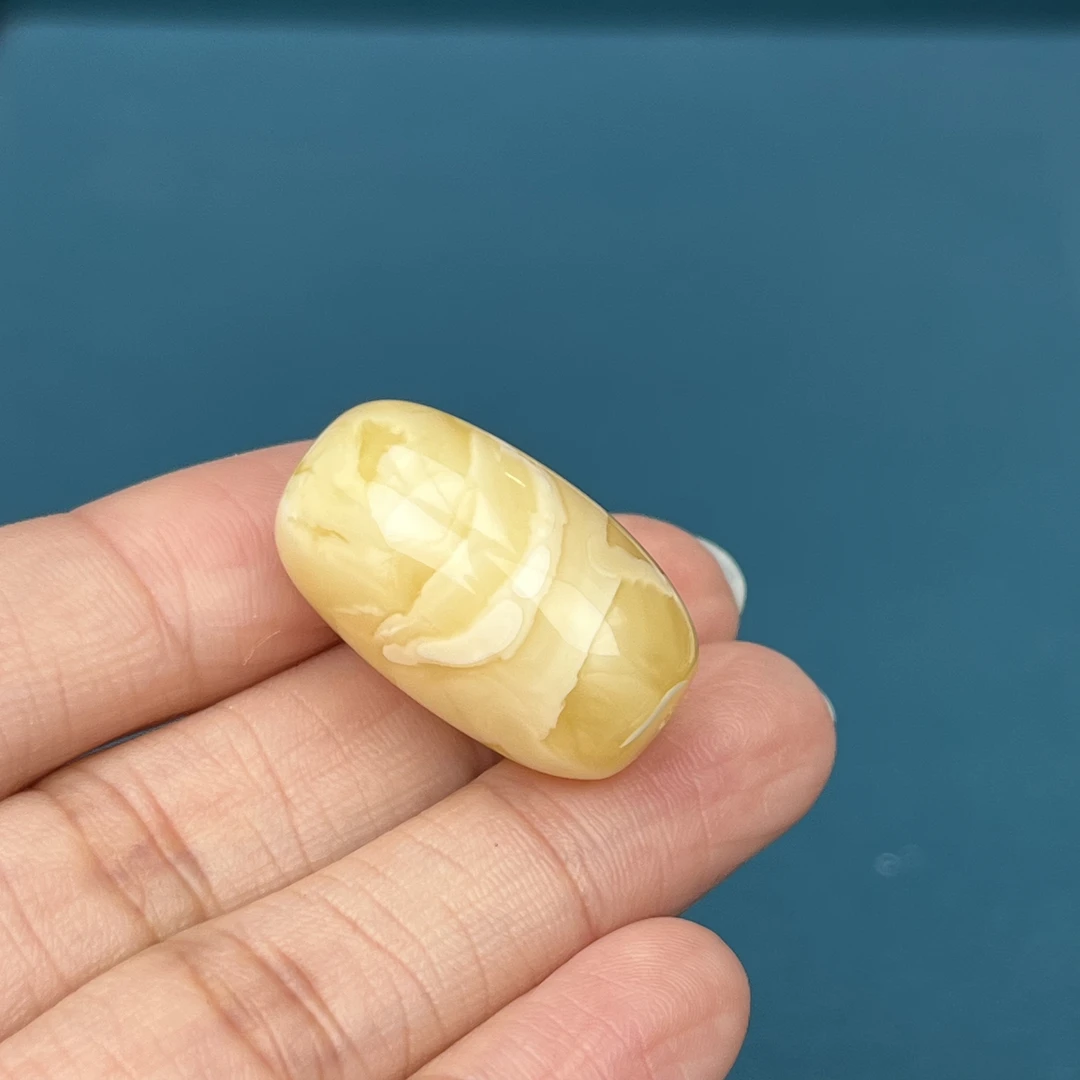 Y4854天然原矿蜜蜡 妖花桶珠15x26mm 4克抖音基地质检发货