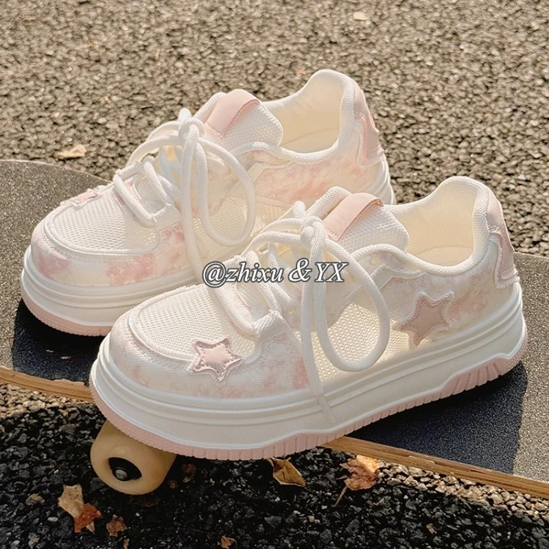 新款网面春秋chic小众厚底增高大头圆头潮牌面包夏季小白鞋百搭