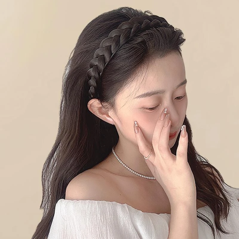 鱼骨辫假发发箍2025女款麻花辫发卡发捆头饰高颅顶显发量压发头箍