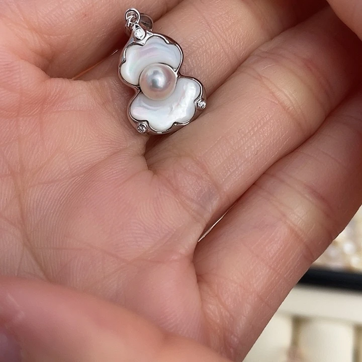 吊坠(不含链)海水珍珠银S925镶嵌