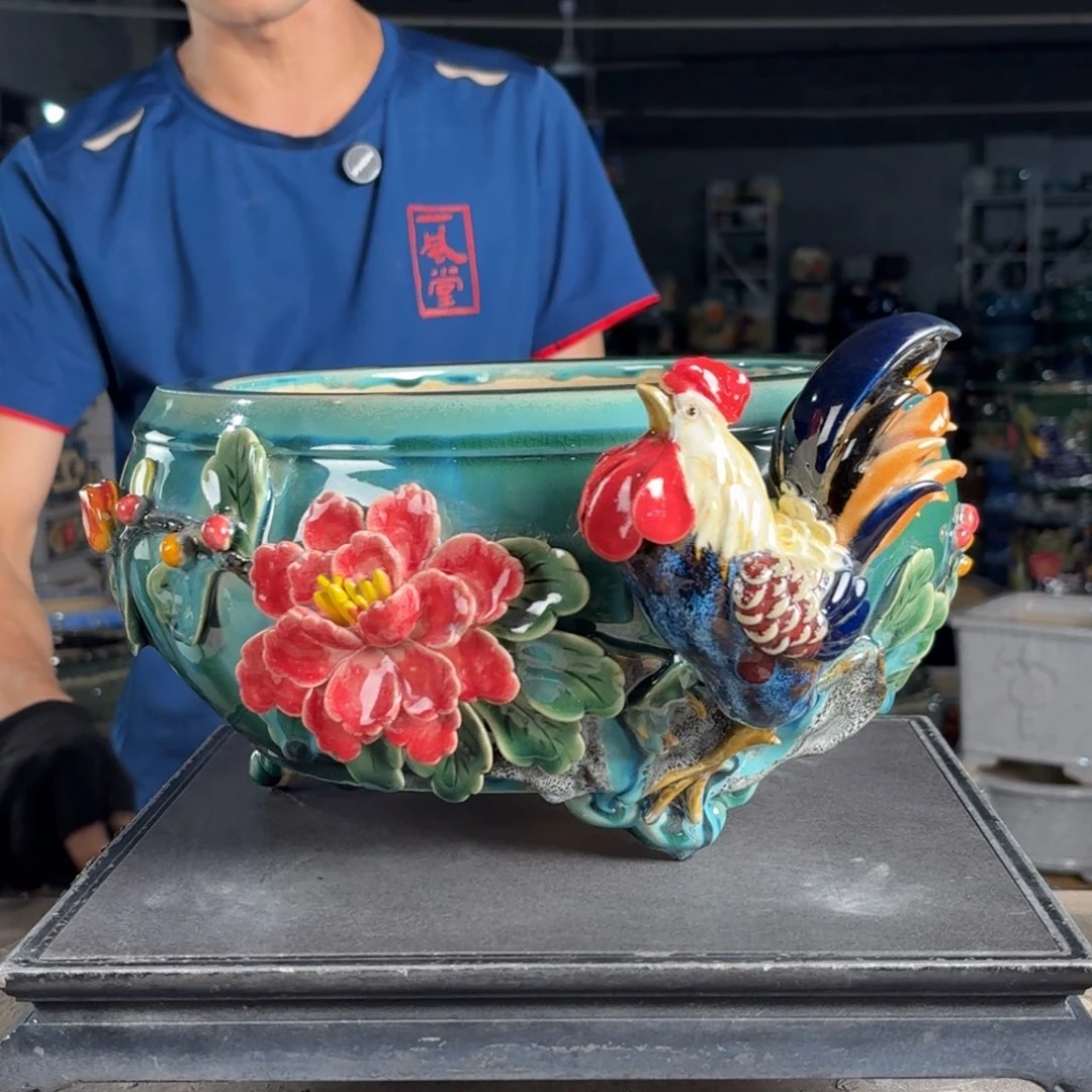 一风堂石湾花盆 内22*12修补痕迹微瑕