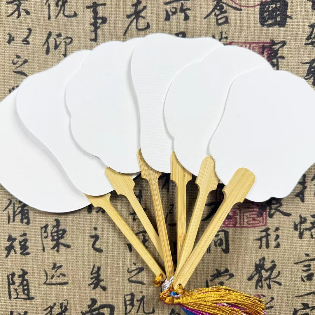 迷你款空白宣纸熟宣漂漆团扇手绘国画毛笔书法DIY专用扇