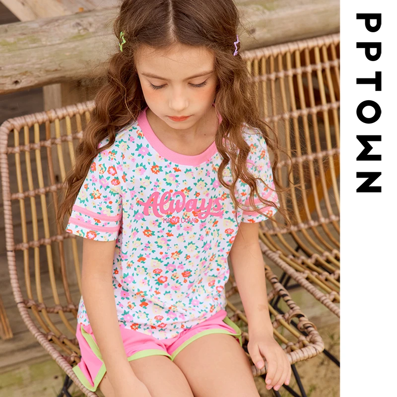 女童上衣印花童趣洋气百搭时尚短袖T恤女童潮牌童装短袖t恤13789