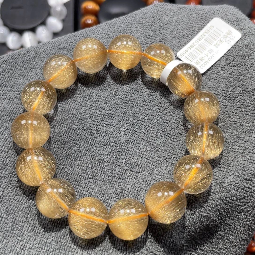 水晶未镶嵌手链金发晶13.8mm左右