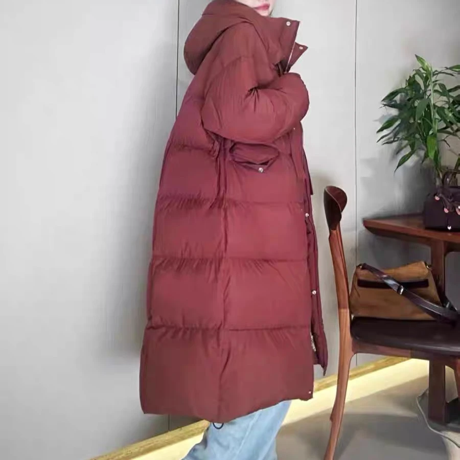 露韵诗羽绒服268762连帽加厚过膝长款休闲韩版宽松