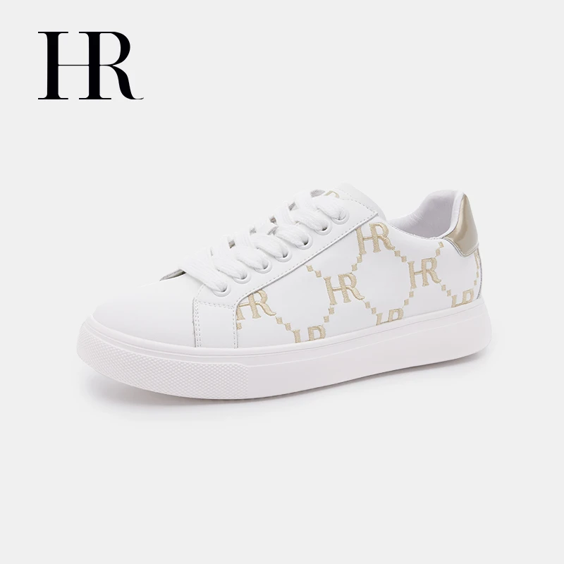 HR/赫莲娜女鞋2025秋季新款小众板鞋刺绣时尚百搭欧货平底休闲鞋