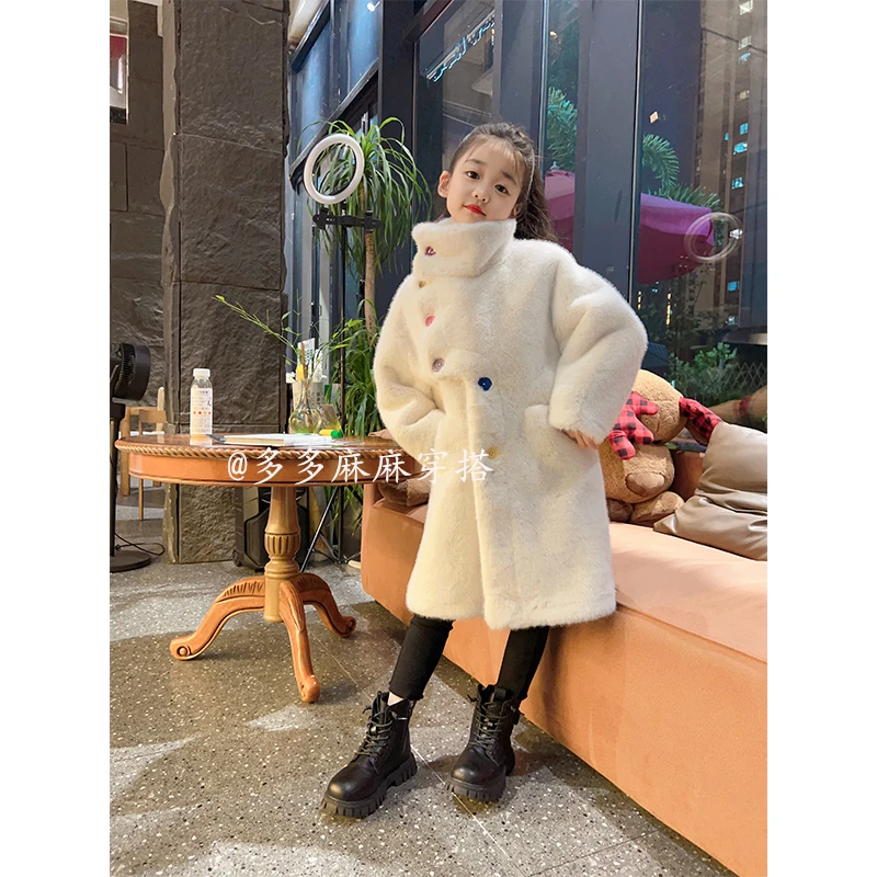 女童外套秋冬新款仿水貂毛女孩毛毛大衣长款23788#