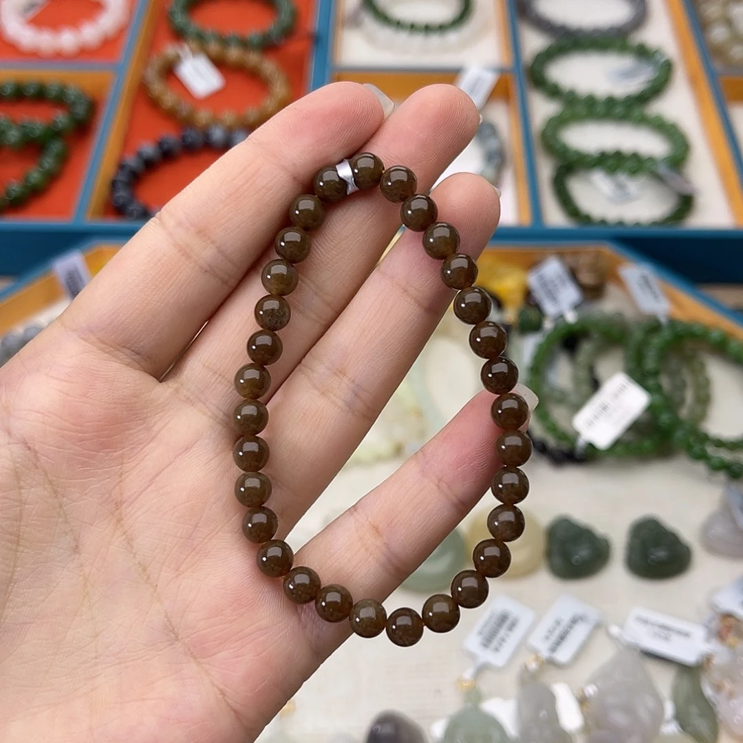 和田玉未镶嵌手链w4且末红糖6mm孤品