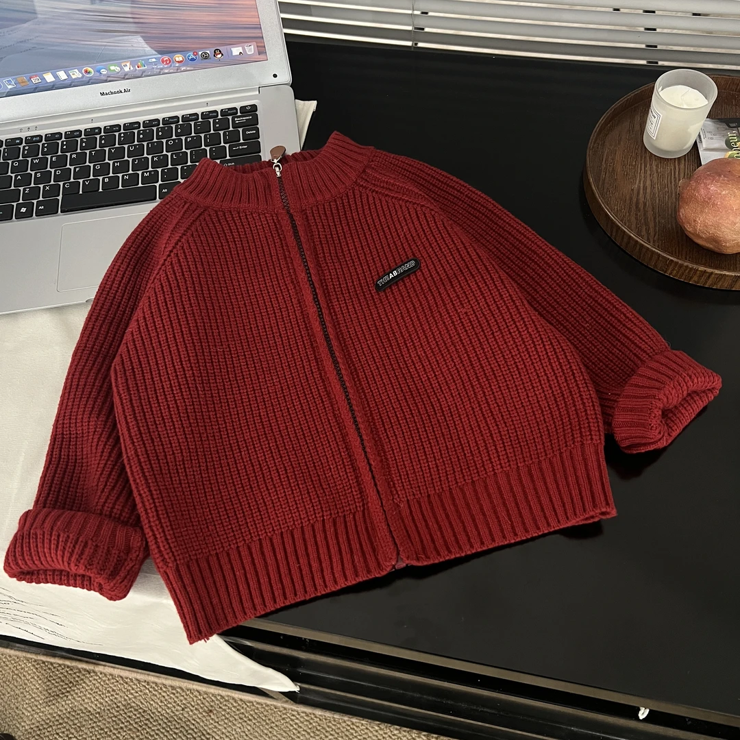 2024年秋冬季新年儿童毛衣打底宽松时尚纯色高领毛衣 7068