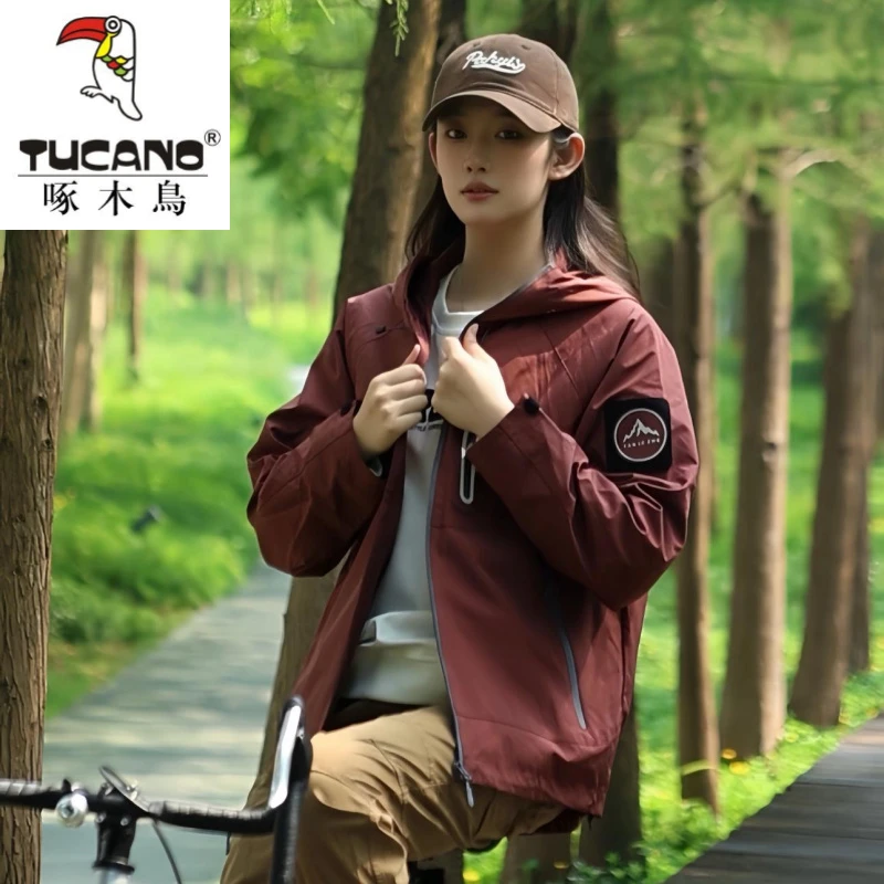 啄木鸟新款夹克男女同款2025新款工装冲锋衣夹克外套短款上衣宽松