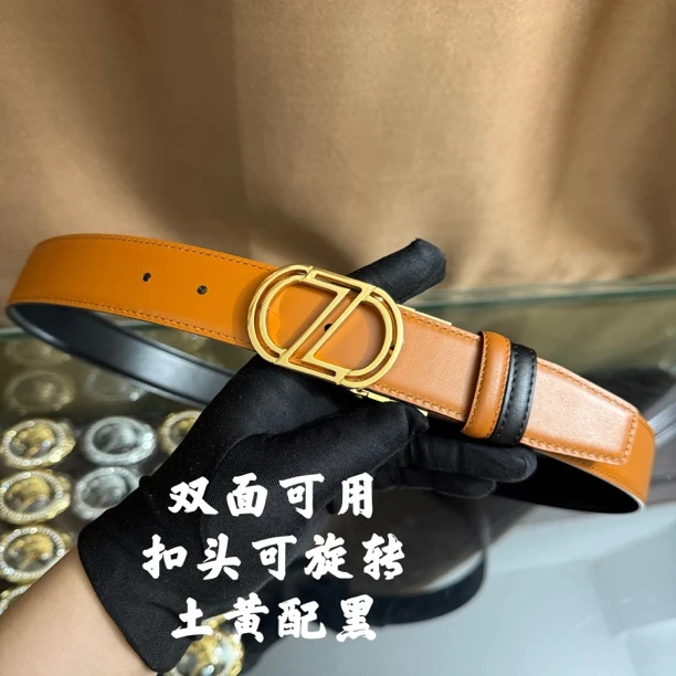 新款男士皮带百搭高档休闲Z字母牛皮腰带青中老年时尚商务年轻潮