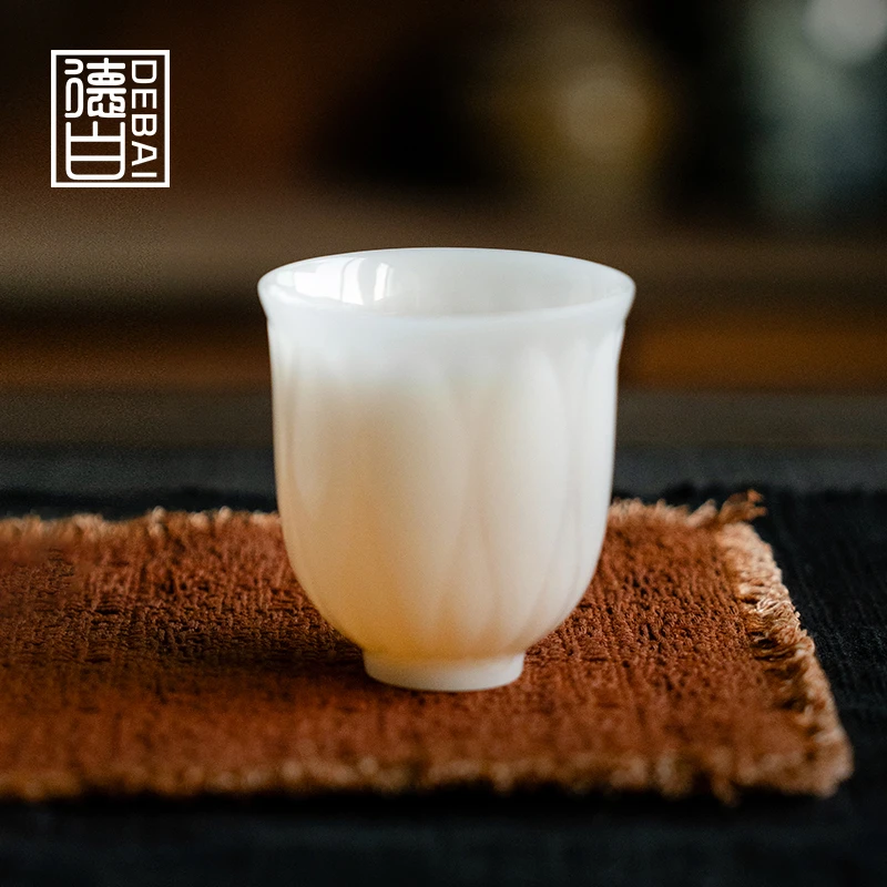 德白陶瓷茶杯主人杯单杯高端冰种璞玉茶盏个人专用喝茶品茗杯