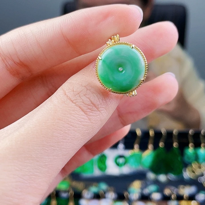 翡翠戒指银S925镶嵌饰品
