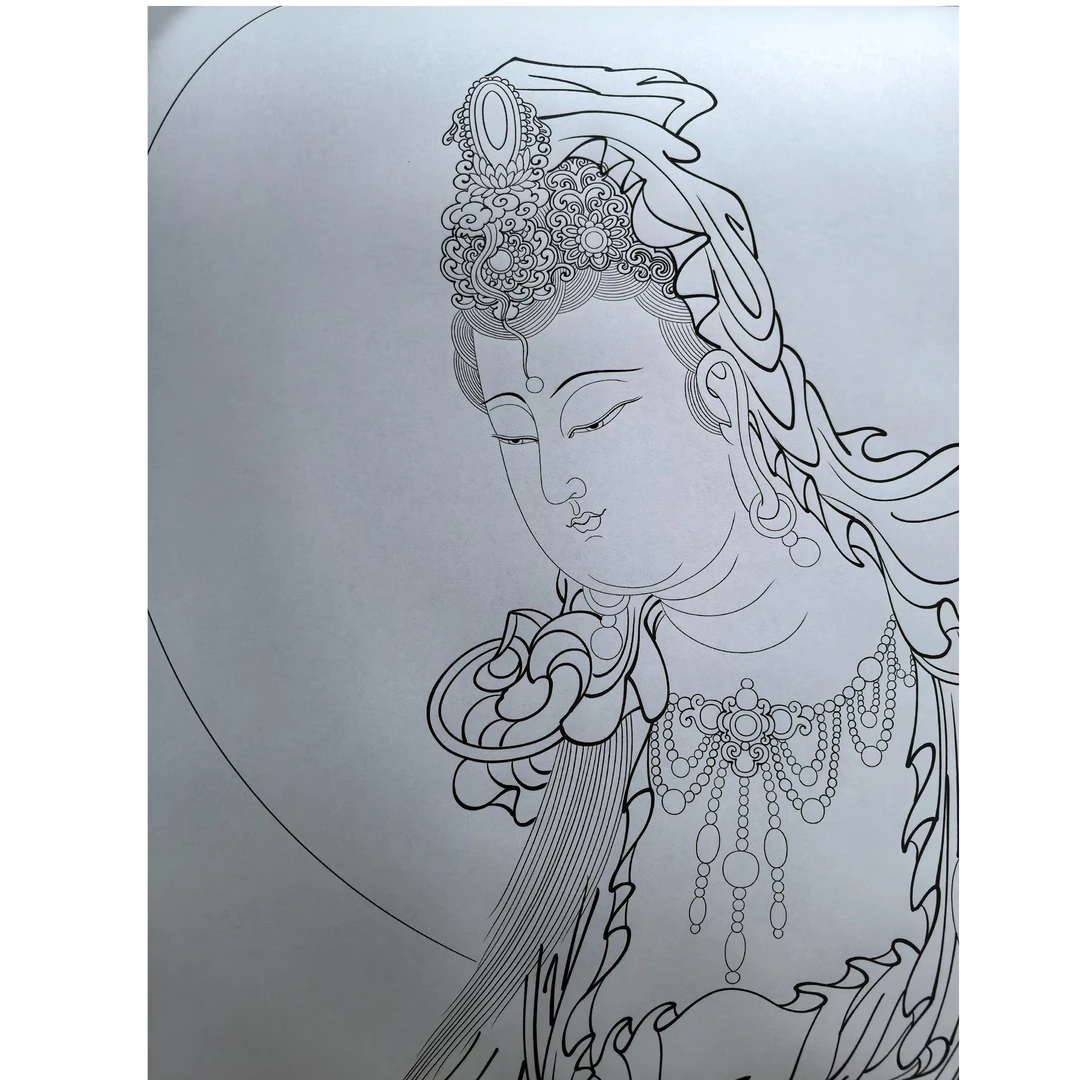 【山房】工笔画纸质版画稿慈航普渡白描高清线稿