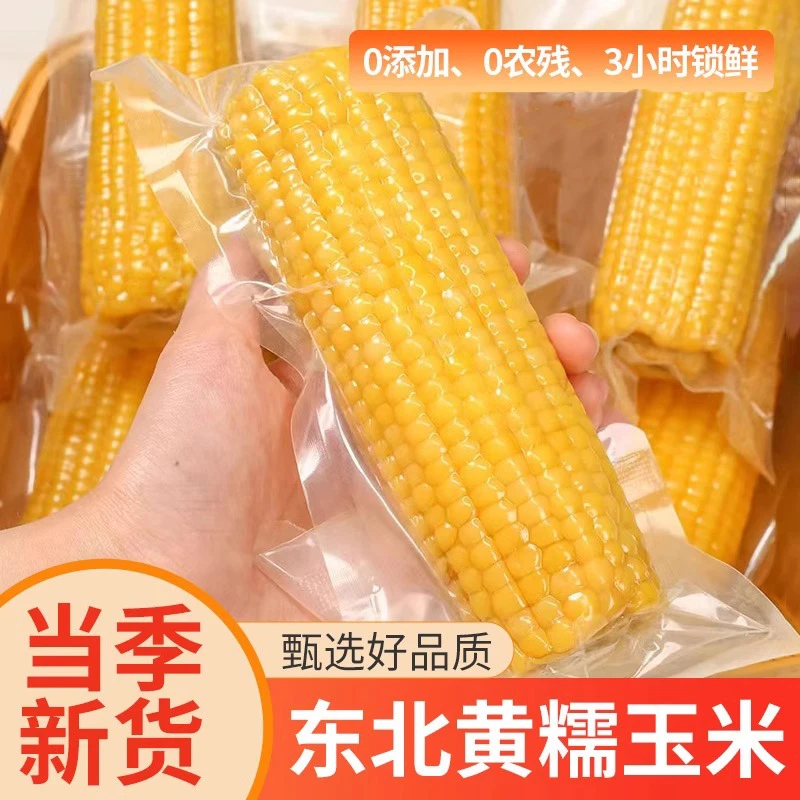 玉米东北糯玉米加热即食新鲜甜玉米真空装粗粮黄糯粘玉米低脂代餐