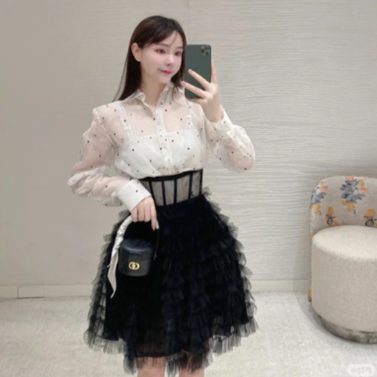 95新 DIOR/迪奥 Dior】#迪奥黑色网纱半身裙 40码