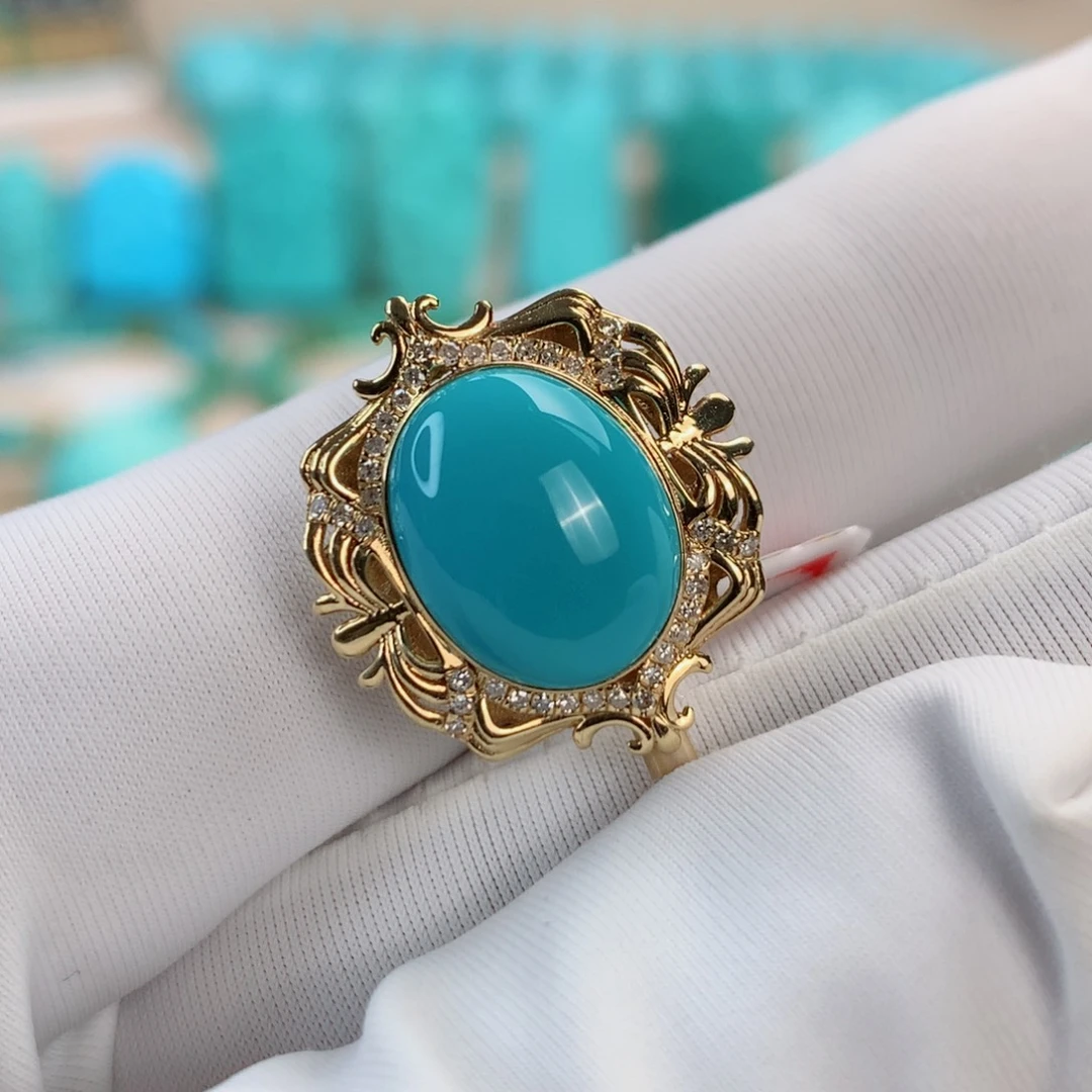 绿松石挂件18K金镶嵌