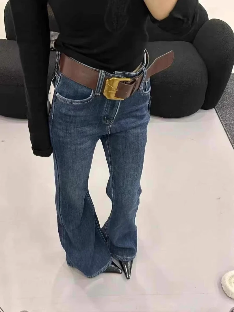 2025新款高腰显瘦加厚绒百搭微喇裤