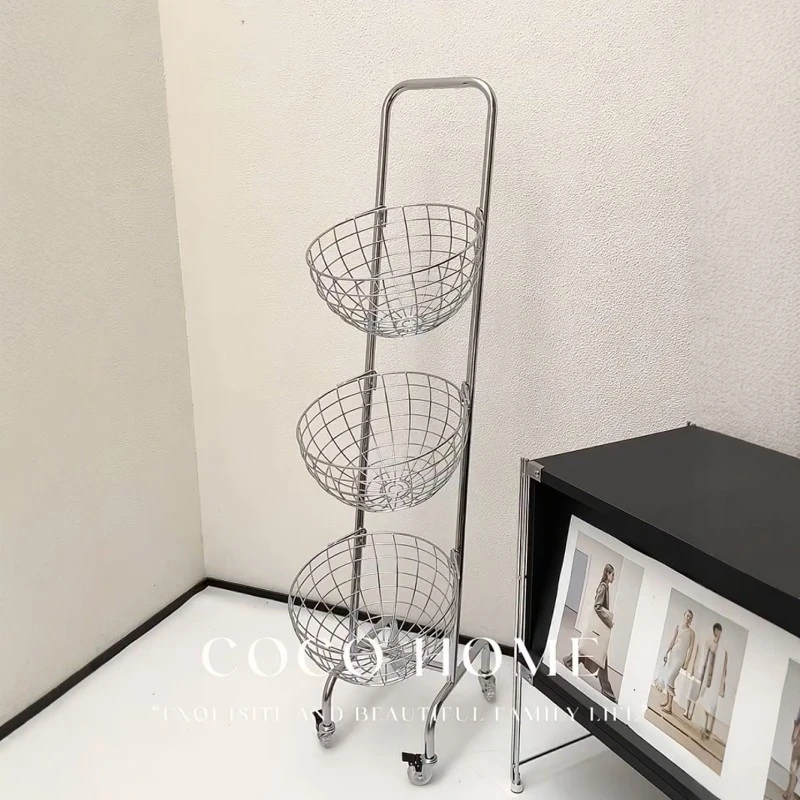 零食置物架小推车家用客厅多层收纳架多功能厨房果蔬陈列架展示架