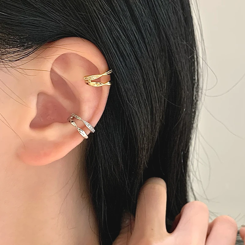 钛钢耳饰 双层法式耳骨夹轻奢高级感小众气质百搭无耳洞耳夹耳饰