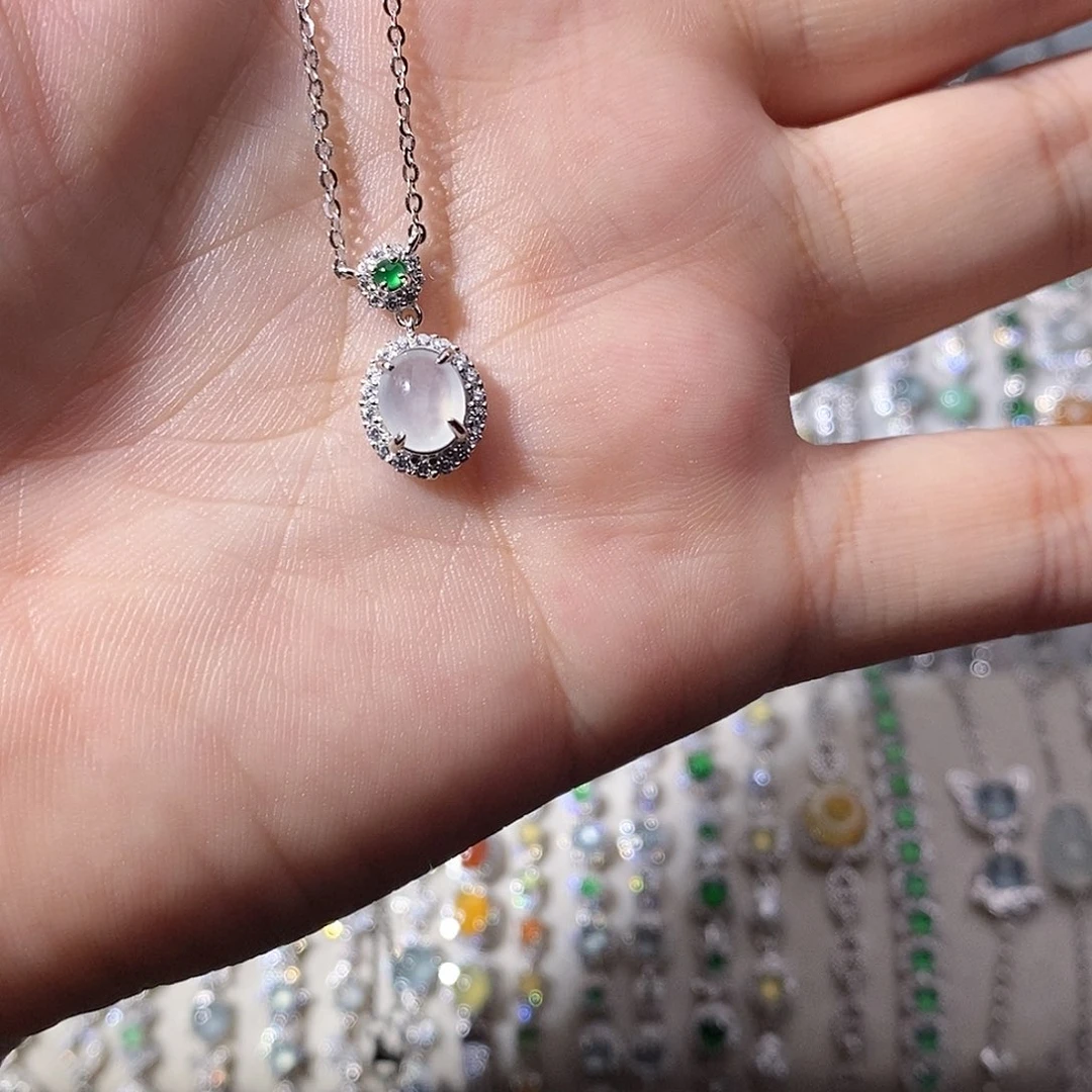 翡翠银S925镶嵌颈饰