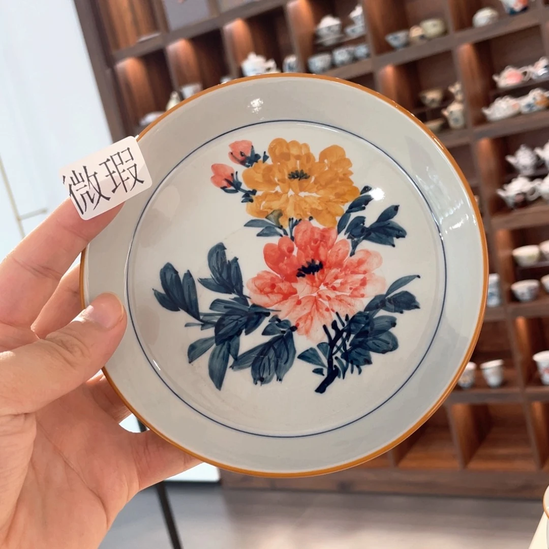 釉下手绘茶具微瑕