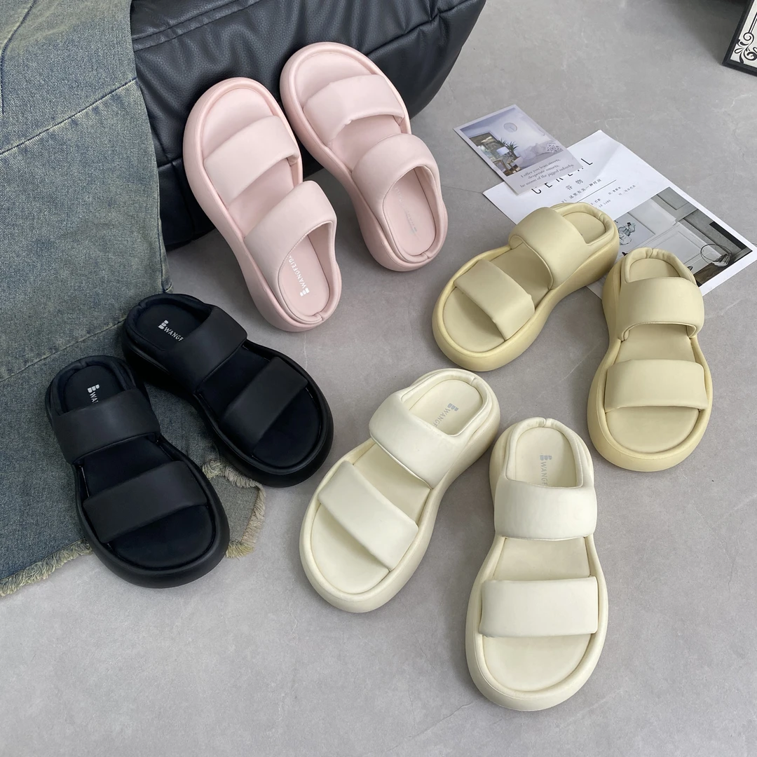 贾不假拖鞋女夏外穿2025新款超火简约百搭小个子增高休闲凉拖鞋子