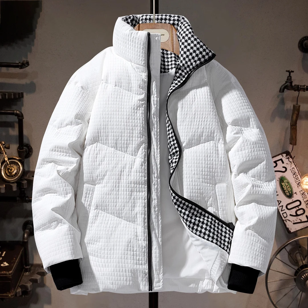 Cebrodz冬季百搭羽绒服男华夫格白鸭绒保暖夹克外套高端潮牌男装
