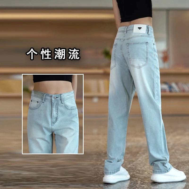 2025夏季美式牛仔裤男士潮牌时尚韩版直筒裤帅气时尚休闲裤子男款